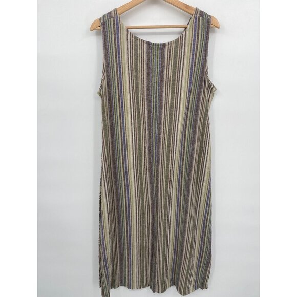 Karen Scott Vintage Womens Sleeveless Linen Blend V-Neck Midi Dress Size Large - Picture 7 of 15